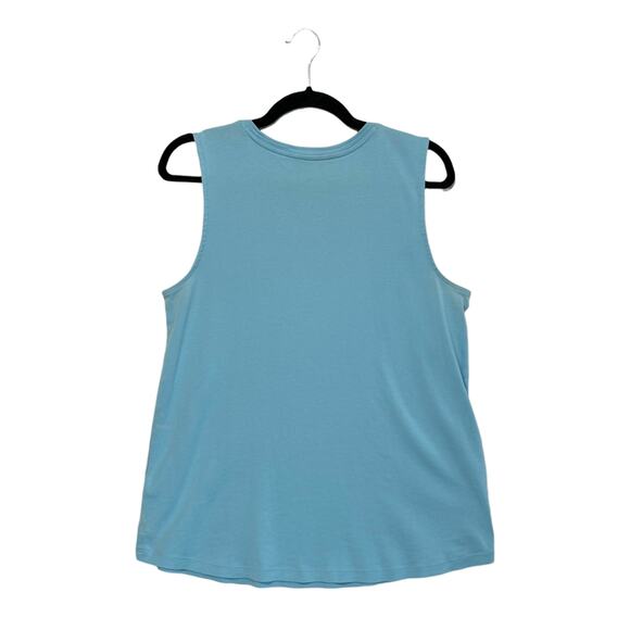 J. Jill Perfect Pima Shirttail Sleeveless Tee Women's Sz M Light Blue Timeless - Picture 2 of 5